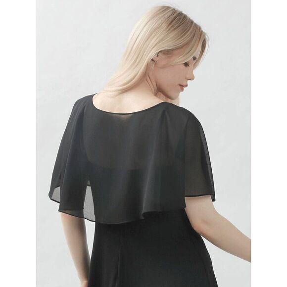 Mesh Evening Gothic Flapper 1920s Simple Black Shawl Wrap Cape NEW - Picture 12 of 16